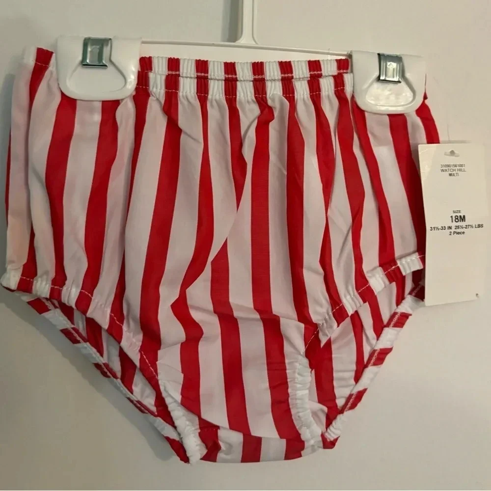 NWT Ralph Lauren‎ 18 mos Toddler Stripes Shirt Dress Diaper Cover Belt Red White